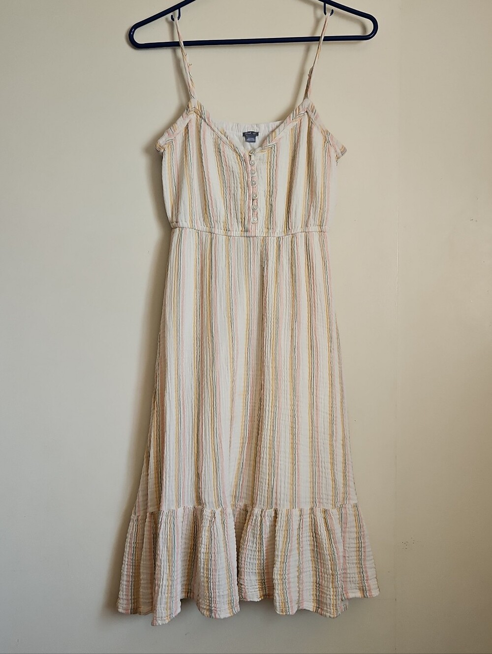 Aerie Empire Striped Gauze Strappy Layered Summer Mini- Dress Size XS